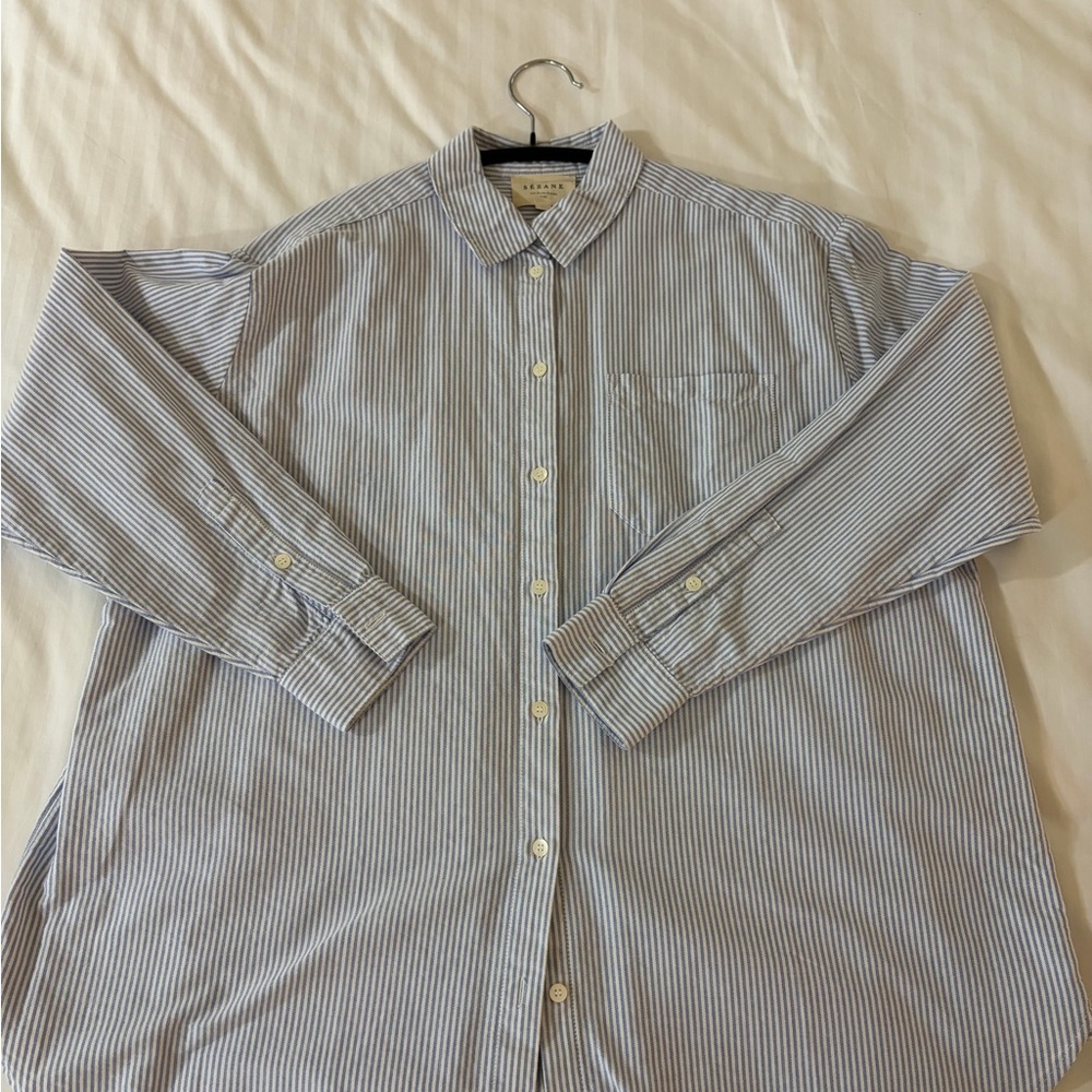 Like new Sezane Striped Button-Down Shirt